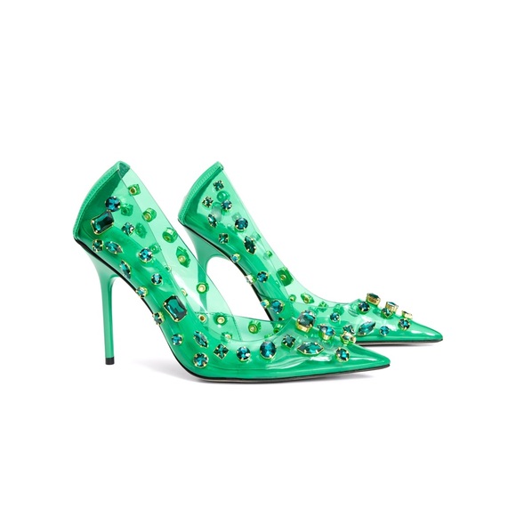 summer green Good American diamonds forever heel | jeweled - Picture 1 of 8